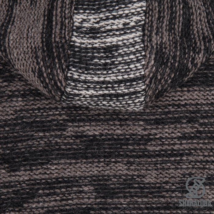Shakaloha Shakaloha Knitted Woolen Jacket Talbot ZH Anthracite Light Brown with Fleece Lining and Detachable Hood - Men - Unisex - Handmade in Nepal from sheep's wool
