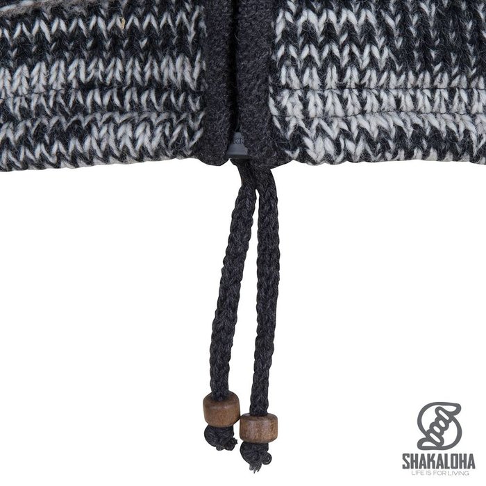 Shakaloha Shakaloha Knitted Woolen Jacket Talbot ZH Anthracite Light Brown with Fleece Lining and Detachable Hood - Men - Unisex - Handmade in Nepal from sheep's wool
