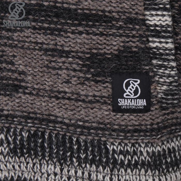Shakaloha Shakaloha Knitted Woolen Jacket Talbot ZH Anthracite Light Brown with Fleece Lining and Detachable Hood - Men - Unisex - Handmade in Nepal from sheep's wool