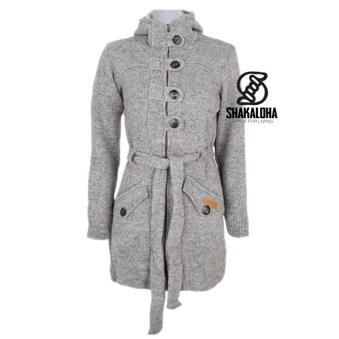 Shakaloha Shakaloha Knitted Woolen Jacket Linder with Cotton Lining and Hood - Woman - Handmade in Nepal from sheep's wool