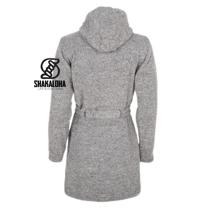 Shakaloha Shakaloha Knitted Woolen Jacket Linder with Cotton Lining and Hood - Woman - Handmade in Nepal from sheep's wool
