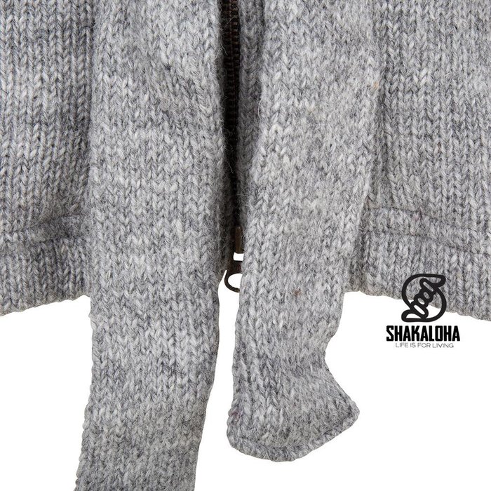 Shakaloha Shakaloha Knitted Woolen Jacket Linder with Cotton Lining and Hood - Woman - Handmade in Nepal from sheep's wool