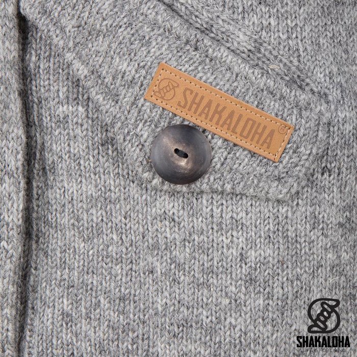 Shakaloha Shakaloha Veste en Laine Tricoté Linder gris avec Doublure en coton et Capuche - Femmes - Fabriqué à la main au Népal en laine de mouton