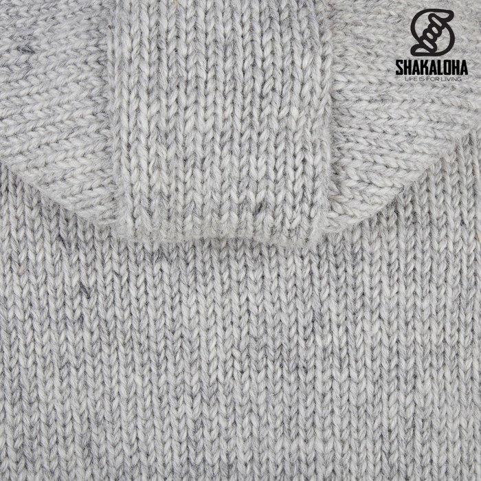 Shakaloha Shakaloha Knitted Woolen Jacket Breaker Gray with Nylon Windstopper and Detachable Hood - Men - Unisex - Handmade in Nepal from sheep's wool