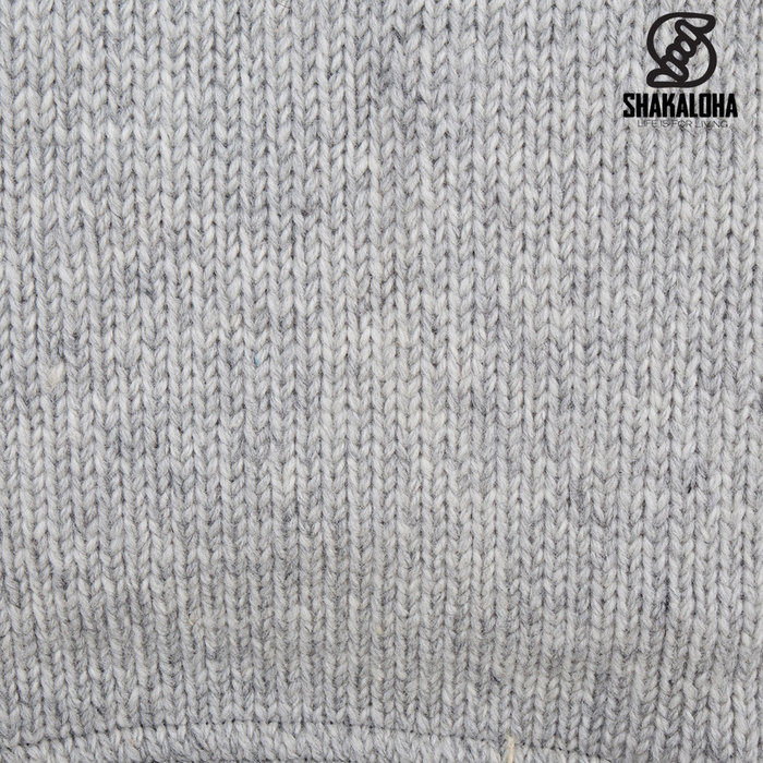 Shakaloha Shakaloha Knitted Woolen Jacket Breaker Gray with Nylon Windstopper and Detachable Hood - Men - Unisex - Handmade in Nepal from sheep's wool