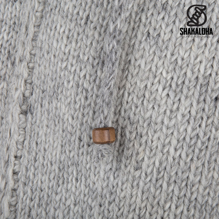 Shakaloha Shakaloha Strick-Wollweste Breaker Grau mit Nylon-Windstopper und abnehmbarer Kapuze – Herren/Uni – Handgefertigt in Nepal aus Schafwolle