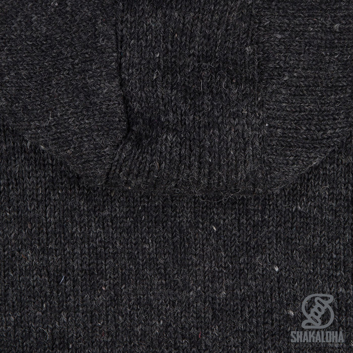 Shakaloha Shakaloha Veste en Laine Tricoté Cruiser Ziphood Anthracite avec Doublure en coton et Capuche détachable - Hommes - Uni - Fabriqué à la main au Népal en laine de mouton