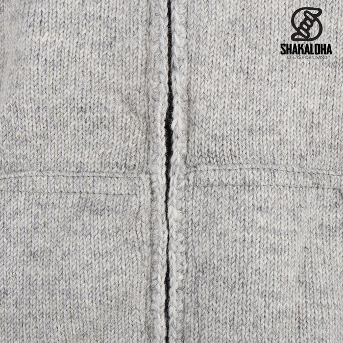 Shakaloha Shakaloha Gebreid Wollen Vest Cruiser Ziphood Grijs met Katoenen Voering en Afneembare Capuchon - Man/Uni - Handgemaakt in Nepal van Schapenwol