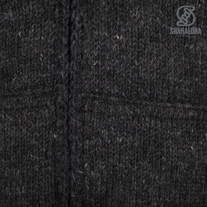 Shakaloha Shakaloha Gebreid Wollen Vest Flyer Collar Antraciet met Katoenen Voering en Hoge Kraag - Man/Uni - Handgemaakt in Nepal van Schapenwol