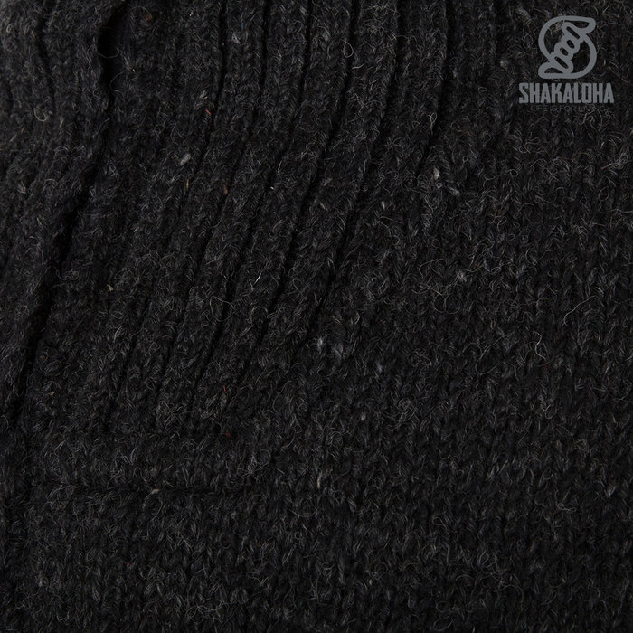 Shakaloha Shakaloha Gebreid Wollen Vest Flyer Collar Antraciet met Katoenen Voering en Hoge Kraag - Man/Uni - Handgemaakt in Nepal van Schapenwol