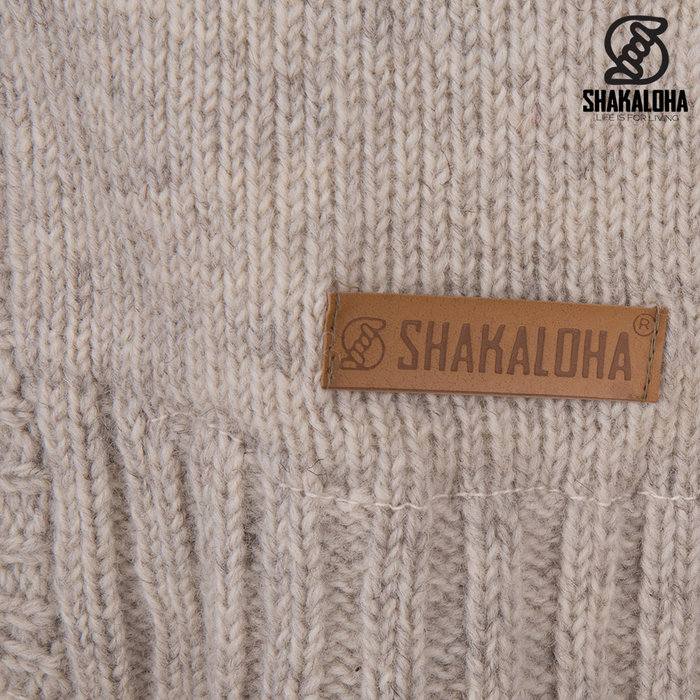 Shakaloha Shakaloha Gebreid Wollen Vest Brizo ZH Beige Crème met Fleece Voering en Capuchon - Dames - Handgemaakt in Nepal van Schapenwol