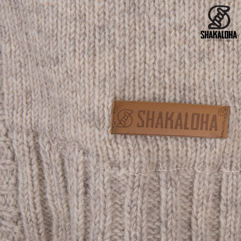 Shakaloha Shakaloha Knitted Wool Cardigan Brizo ZH Beige Cream with Fleece Lining and Hood - Women - Handmade in Nepal from Sheep Wool