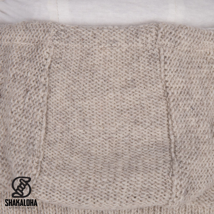 Shakaloha Shakaloha Gebreid Wollen Vest Brizo ZH Beige Crème met Fleece Voering en Capuchon - Dames - Handgemaakt in Nepal van Schapenwol