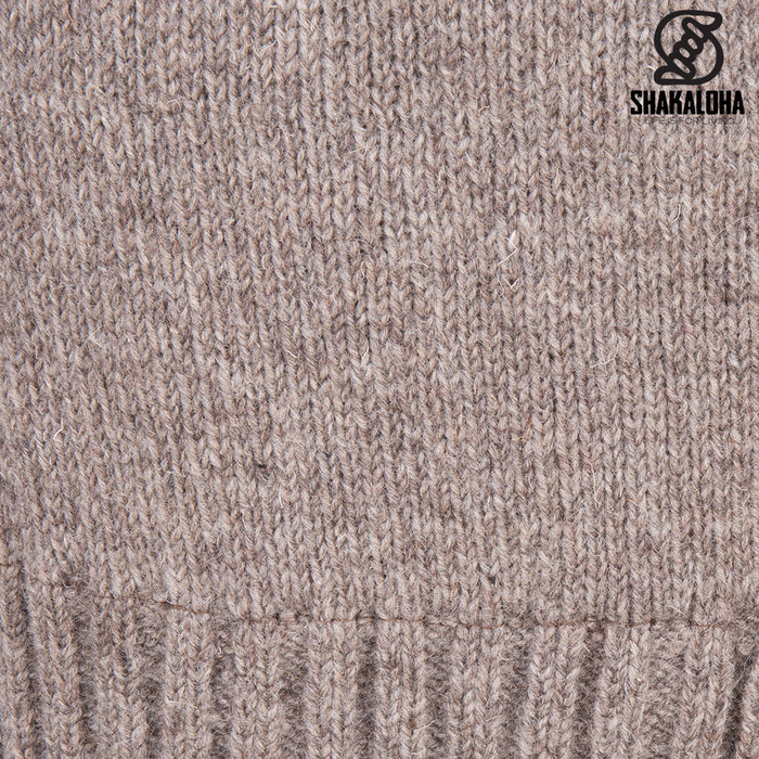 Shakaloha Shakaloha Gebreid Wollen Vest Brizo ZH Licht Bruin Taupe met Fleece Voering en Capuchon - Dames - Handgemaakt in Nepal van Schapenwol