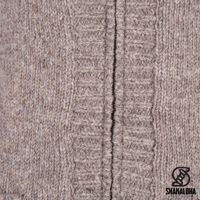 Shakaloha Shakaloha Gebreid Wollen Vest Brizo ZH Licht Bruin Taupe met Fleece Voering en Capuchon - Dames - Handgemaakt in Nepal van Schapenwol
