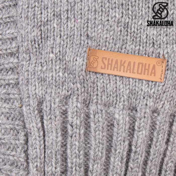 Shakaloha Shakaloha Gebreid Wollen Vest Brizo ZH Grijs met Fleece Voering en Capuchon - Dames - Handgemaakt in Nepal van Schapenwol