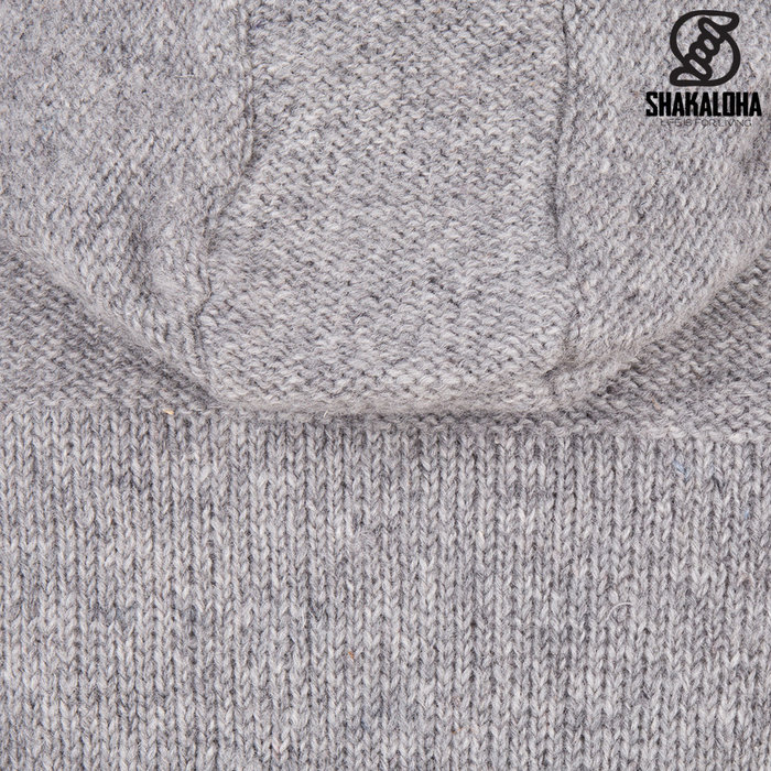 Shakaloha Shakaloha Gebreid Wollen Vest Brizo ZH Grijs met Fleece Voering en Capuchon - Dames - Handgemaakt in Nepal van Schapenwol