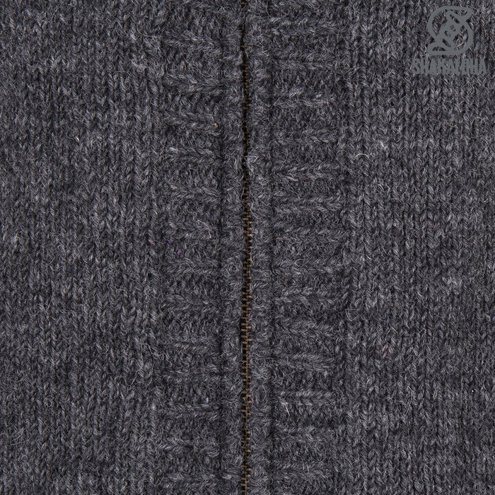 Shakaloha Shakaloha Knitted Wool Cardigan Brizo ZH Anthracite with Fleece Lining and Hood - Women - Handmade in Nepal from Sheep Wool