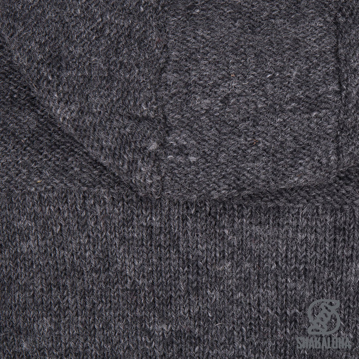 Shakaloha Shakaloha Knitted Wool Cardigan Brizo ZH Anthracite with Fleece Lining and Hood - Women - Handmade in Nepal from Sheep Wool