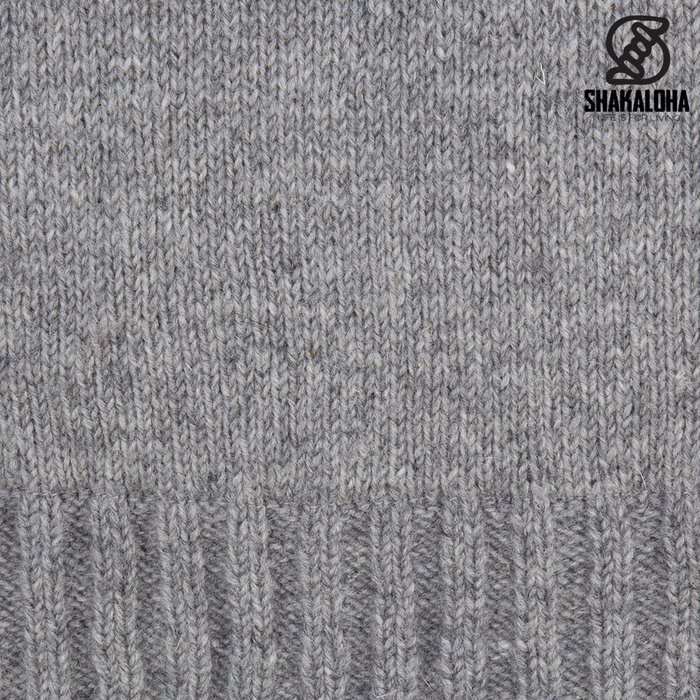 Shakaloha Chaleco de punto de lana Shakaloha Quantum Grey con forro de algodón y capucha - Hombre/Unisex - Hecho a mano en Nepal con lana de oveja