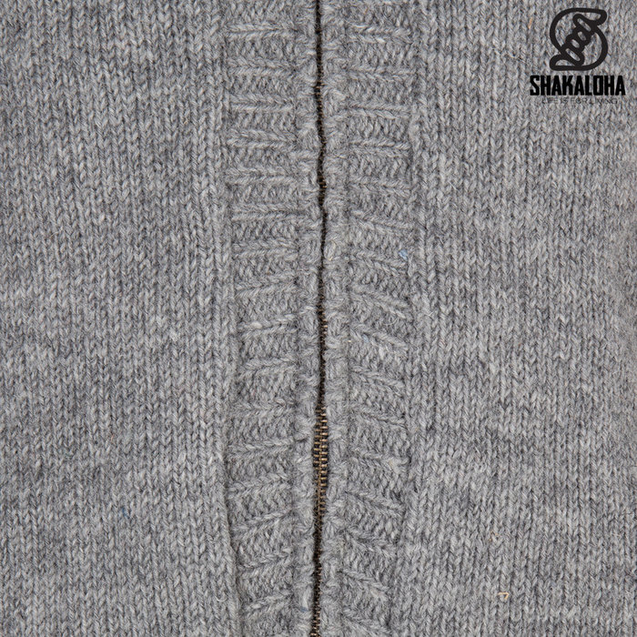 Shakaloha Shakaloha Knitted Woolen Jacket Quantum Gray with Cotton Lining and Hood - Men - Unisex - Handmade in Nepal from sheep's wool