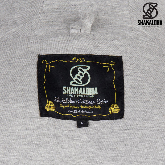 Shakaloha Chaleco de punto de lana Shakaloha Quantum Grey con forro de algodón y capucha - Hombre/Unisex - Hecho a mano en Nepal con lana de oveja