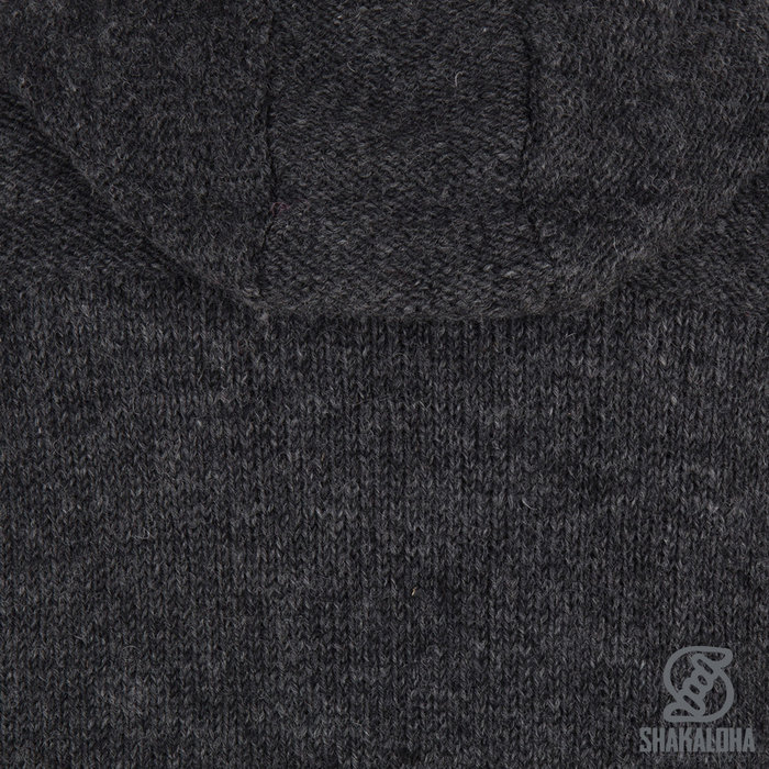 Shakaloha Shakaloha Knitted Woolen Jacket Quantum Anthracite with Cotton Lining and Hood - Men - Unisex - Handmade in Nepal from sheep's wool
