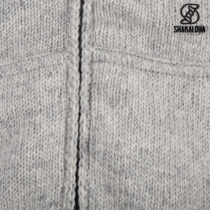 Shakaloha Shakaloha Gestrickte Wollweste Flyer Collar Grau mit Baumwollfutter und hohem Kragen - Herren/Uni - Handgefertigt in Nepal aus Schafwolle