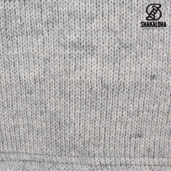 Shakaloha Shakaloha Knitted Woolen Jacket Flyer Collar Gray with Cotton Lining and High Collar - Men - Unisex - Handmade in Nepal from sheep's wool