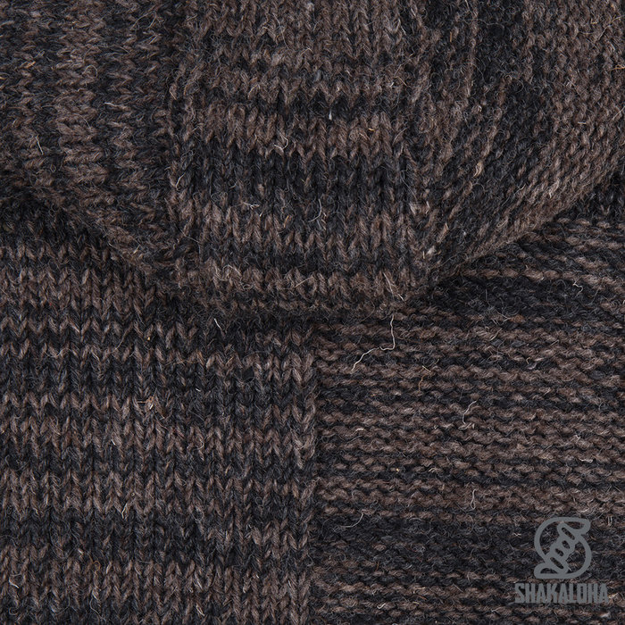 Shakaloha Shakaloha Knitted Woolen Jacket Buster ZH Anthracite Dark Brown with Fleece Lining and Detachable Hood - Men - Unisex - Handmade in Nepal from sheep's wool