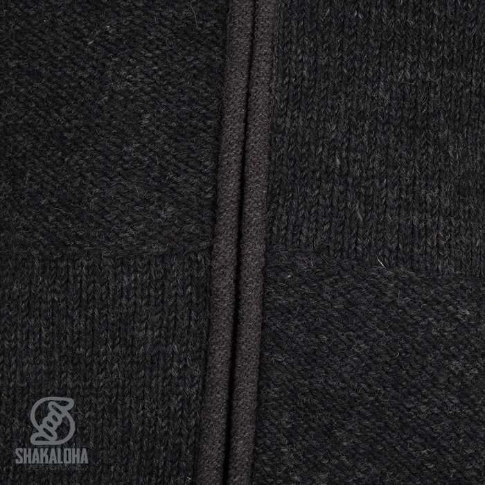 Shakaloha Shakaloha Gebreid Wollen Vest Blaster ZH Antraciet met Fleece Voering en Afneembare Capuchon - Man/Uni - Handgemaakt in Nepal van Schapenwol