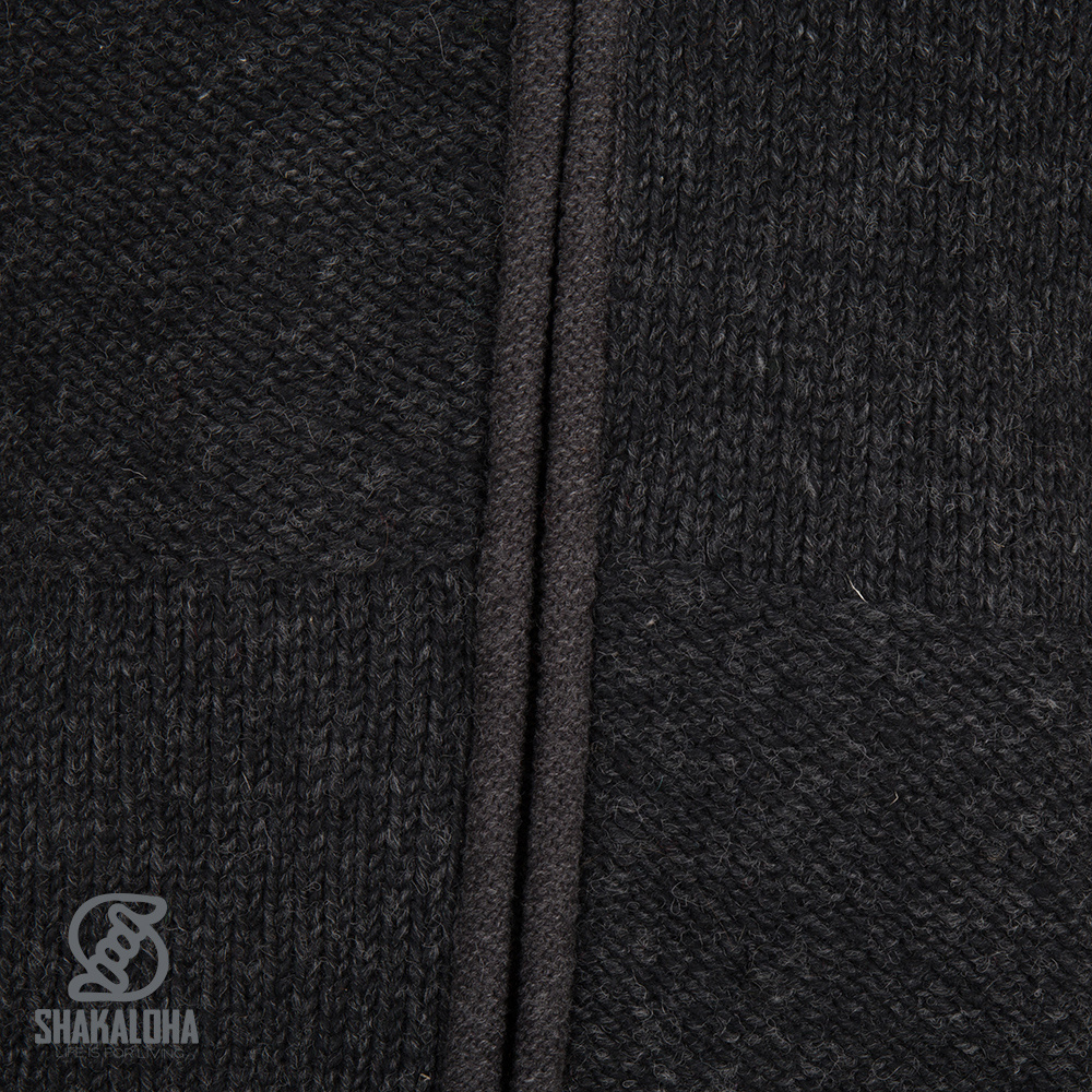 Shakaloha Shakaloha Knitted Woolen Jacket Blaster ZH Anthracite with Fleece Lining and Detachable Hood - Men - Unisex - Handmade in Nepal from sheep's wool