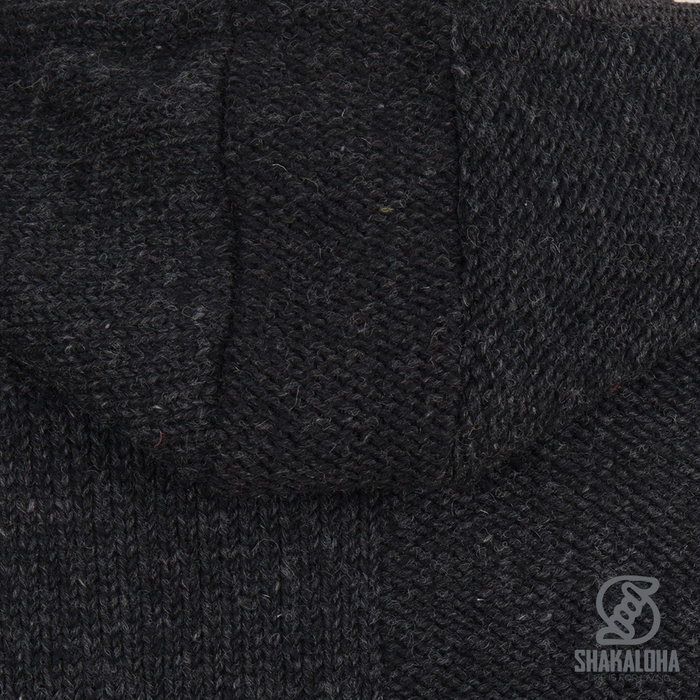 Shakaloha Shakaloha Knitted Woolen Jacket Blaster ZH Anthracite with Fleece Lining and Detachable Hood - Men - Unisex - Handmade in Nepal from sheep's wool