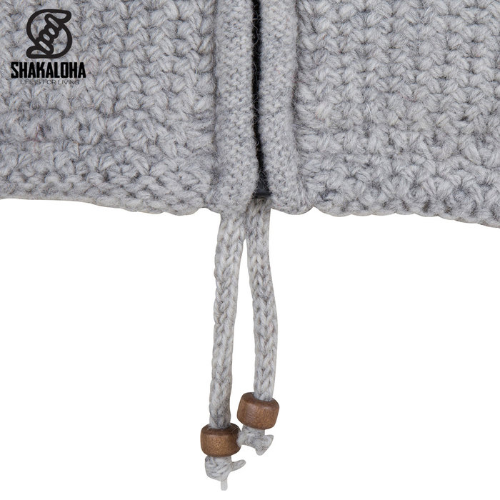 Shakaloha Chaleco de punto de lana Shakaloha Maverick ZH gris con forro polar y capucha desmontable - Hombre/Unisex - Hecho a mano en Nepal con lana de oveja