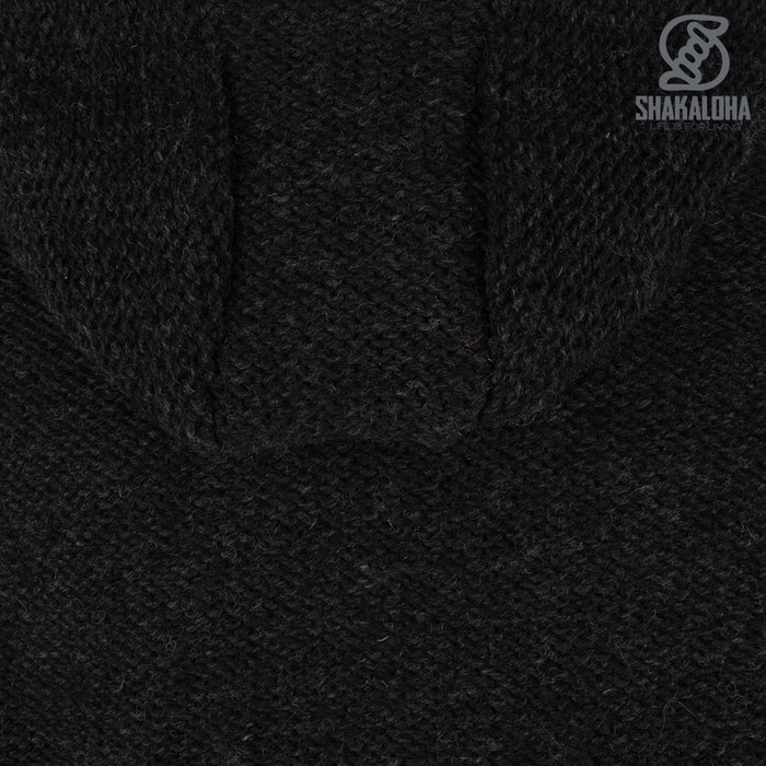 Shakaloha Shakaloha Knitted Woolen Jacket Maverick ZH Anthracite with Fleece Lining and Detachable Hood - Men - Unisex - Handmade in Nepal from sheep's wool