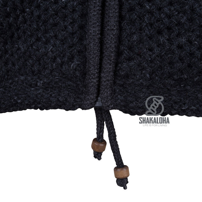 Shakaloha Shakaloha Gebreid Wollen Vest Maverick ZH Antraciet met Fleece Voering en Afneembare Capuchon - Man/Uni - Handgemaakt in Nepal van Schapenwol