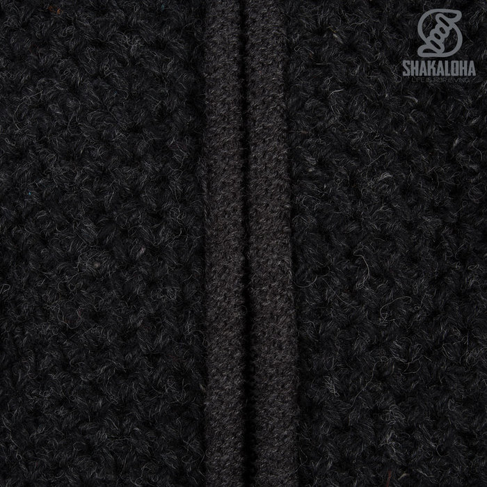 Shakaloha Shakaloha Knitted Woolen Jacket Maverick ZH Anthracite with Fleece Lining and Detachable Hood - Men - Unisex - Handmade in Nepal from sheep's wool