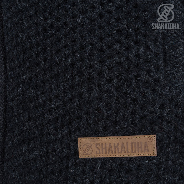 Shakaloha Chaleco de punto de lana Shakaloha Maverick ZH antracita con forro polar y capucha desmontable - Hombre/Unisex - Hecho a mano en Nepal con lana de oveja