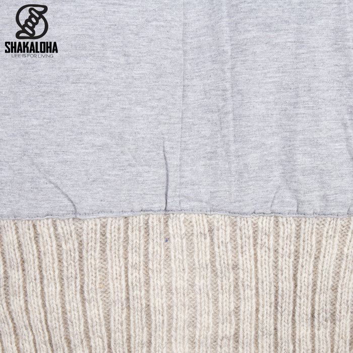 Shakaloha Chaleco de punto Shakaloha de lana color beige pino y crema con forro polar y cuello alto - Hombre/Unisex - Hecho a mano en Nepal con lana de oveja