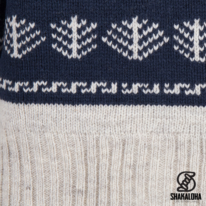 Shakaloha Shakaloha Gestrickte Wollweste Pine Beige Creme mit Fleecefutter und hohem Kragen – Herren/Uni – Handgefertigt in Nepal aus Schafwolle