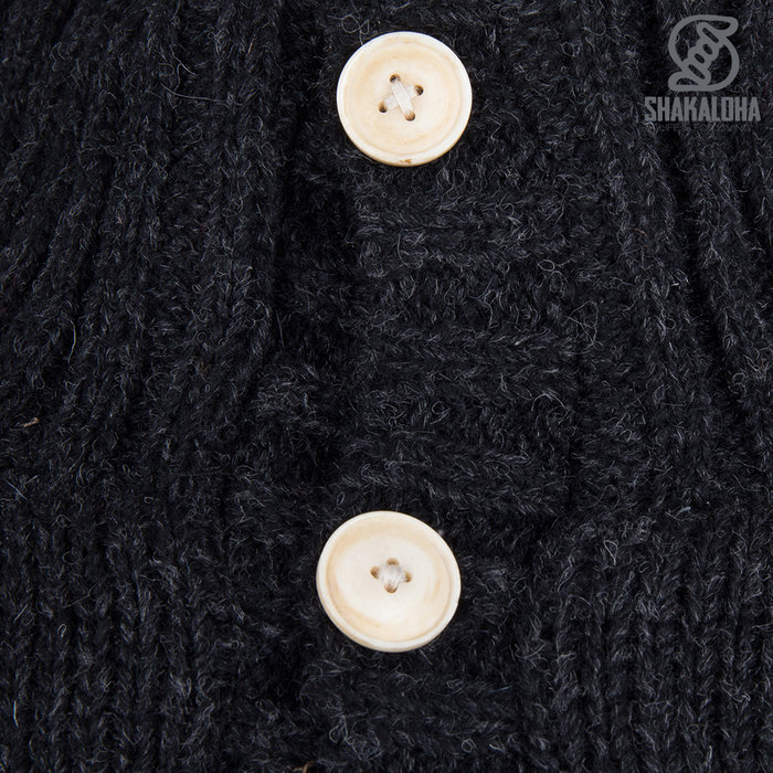 Shakaloha Shakaloha Knitted Woolen Jacket Verge Anthracite with Cotton Lining and High Collar - Men - Unisex - Handmade in Nepal from sheep's wool
