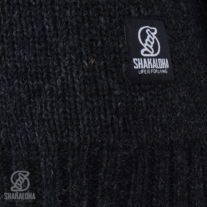 Shakaloha Shakaloha Knitted Woolen Jacket Verge Anthracite with Cotton Lining and High Collar - Men - Unisex - Handmade in Nepal from sheep's wool