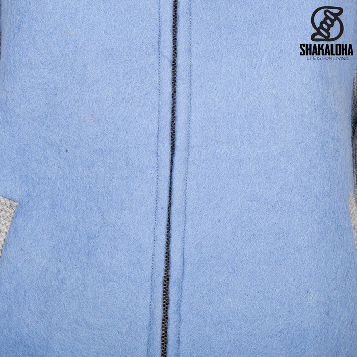 Shakaloha Shakaloha Knitted Woolen Jacket Baseball ZH with Cotton Lining and Detachable Hood - Woman - Handmade in Nepal from sheep's wool