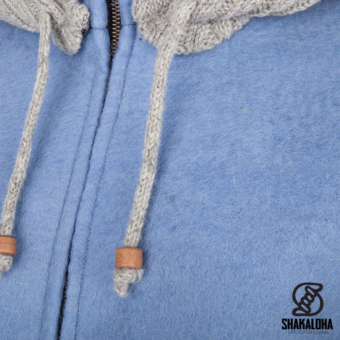 Shakaloha Shakaloha Knitted Woolen Jacket Baseball ZH with Cotton Lining and Detachable Hood - Woman - Handmade in Nepal from sheep's wool