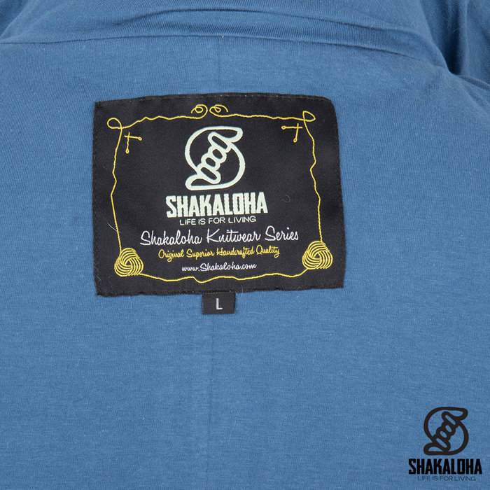 Shakaloha Shakaloha Veste en Laine Tricoté Baseball ZH Bleu clair avec Doublure en coton et Capuche détachable - Femmes - Fabriqué à la main au Népal en laine de mouton