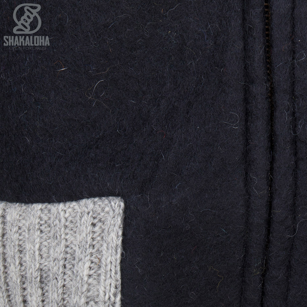 Shakaloha Shakaloha Gestrickte Wollweste Baseball ZH mit Baumwollfutter und abnehmbarer Kapuze – Damen – Handgefertigt in Nepal aus Schafwolle