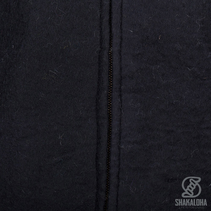 Shakaloha Shakaloha Veste en Laine Tricoté Baseball ZH Noir avec Doublure en coton et Capuche détachable - Femmes - Fabriqué à la main au Népal en laine de mouton
