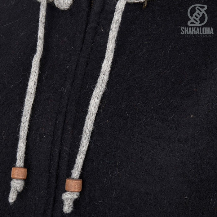 Shakaloha Shakaloha Knitted Woolen Jacket Baseball ZH with Cotton Lining and Detachable Hood - Woman - Handmade in Nepal from sheep's wool