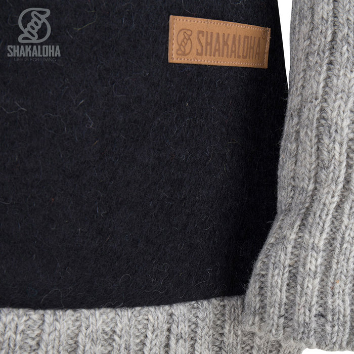 Shakaloha Shakaloha Gestrickte Wollweste Baseball ZH mit Baumwollfutter und abnehmbarer Kapuze – Damen – Handgefertigt in Nepal aus Schafwolle