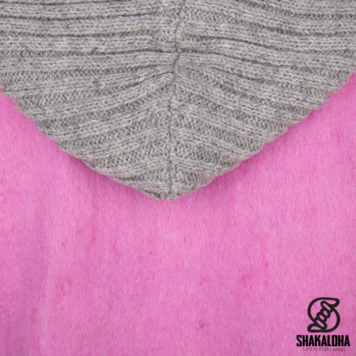 Shakaloha Shakaloha Gestrickte Wollweste Baseball ZH Pink mit Baumwollfutter und abnehmbarer Kapuze – Damen – Handgefertigt in Nepal aus Schafwolle